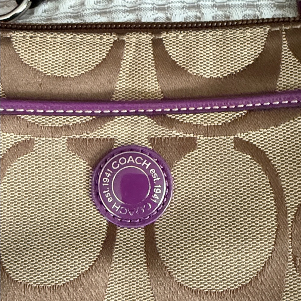 Coach Tan and Purple Crossbody Bag - Picture 2 of 5